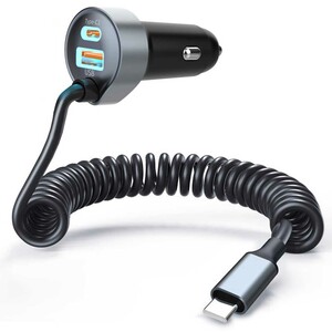 شارژر فندکی 65 وات دو پورت پرووان با کابل تایپ سی PCG27