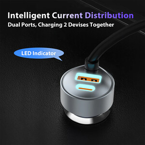 بهترین شارژر فندکی 65 وات دو پورت پرووان با کابل تایپ سی