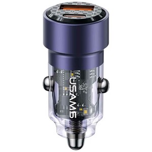 قیمت شارژر فندکی فست شارژ ماشین تایپ سی 60 وات طرح شفاف یوسامز