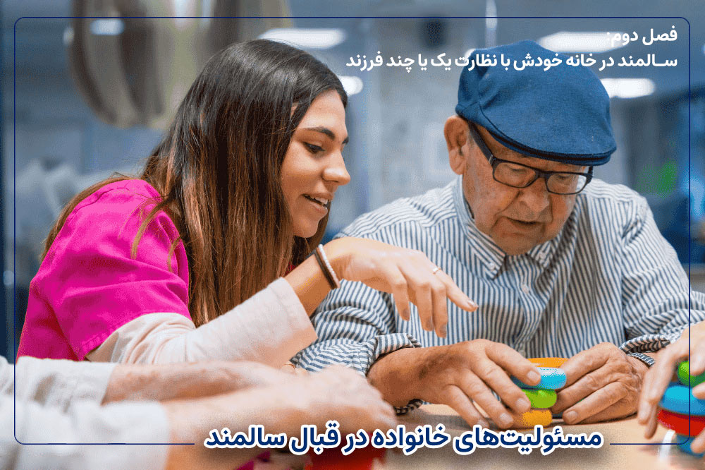 سالمند در خانه خودش با نظارت یک یا چند فرزند