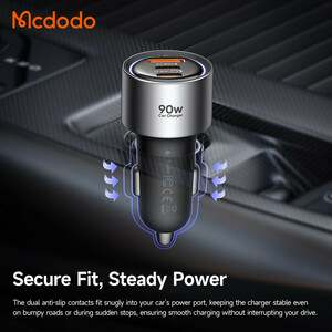 شارژر فندکی 3پورت 90وات برند مک دودو مدل MCDODO CC-3110