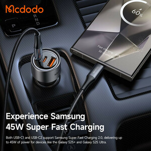 شارژر فندکی 3پورت 90وات برند مک دودو مدل MCDODO CC-3110