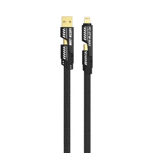 کابل USB/USB-C به USB-C/لایتنینگ گرین لاین مدل 2 in 2 Braided طول 1.2 متر