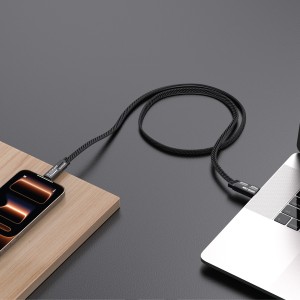 کابل USB/USB-C به USB-C/لایتنینگ گرین لاین مدل 2 in 2 Braided طول 1.2 متر