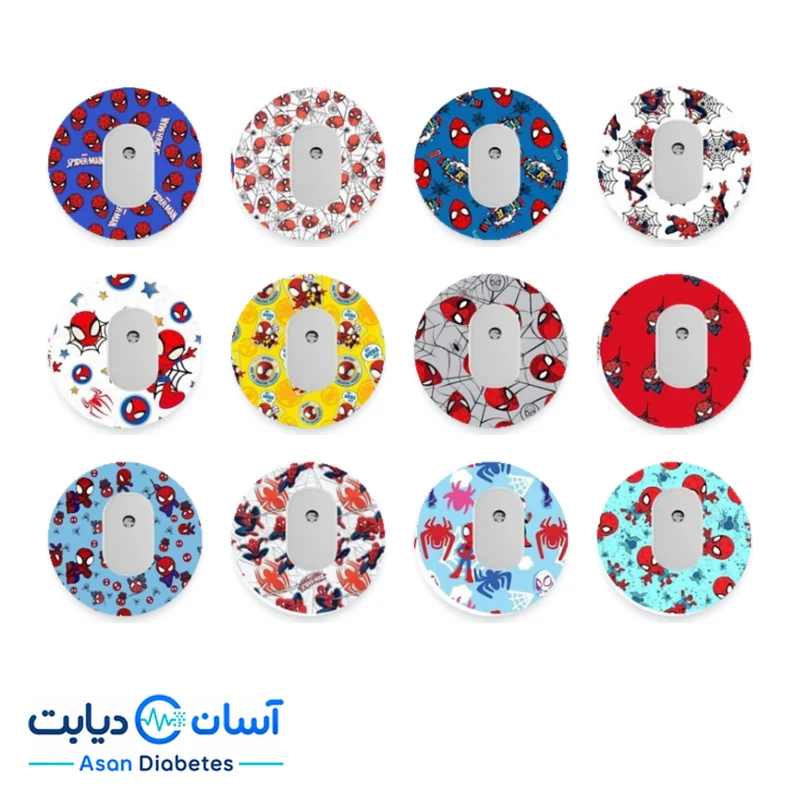 چسب محافظ سنسور قند خون سایبایونیکس GS1 طرح مرد عنکبوتی بسته ۱۲ عددی