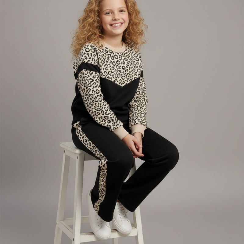 ست بلوز شلوار دخترانه طرح پلنگی