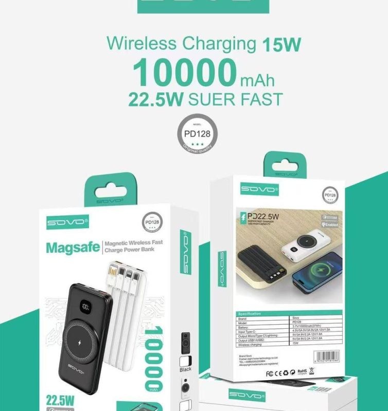 پاور بانک 12000 SOVO PD 128