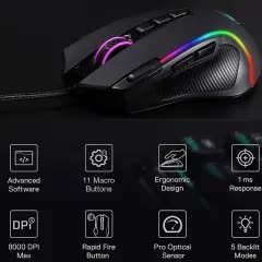 ماوس گیمینگ سیمی ردراگون Redragon مدل M612 با نور RGB
