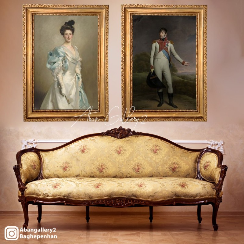 مجموعه دوتایی تابلوهای نقاشی نفیس طرح «اصالت کلاسیک» با قاب مجلل