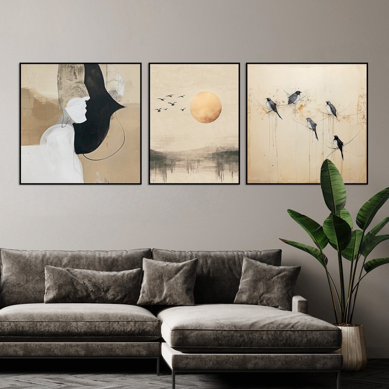 تابلو سه‌تکه با سبک مدرن مفهومی و مینیمال