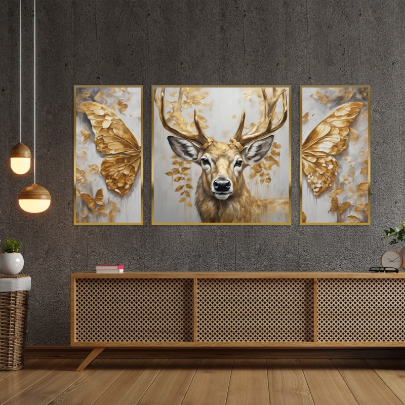 تابلو سه‌تکه با سبک مدرن لوکس و المان نمادین