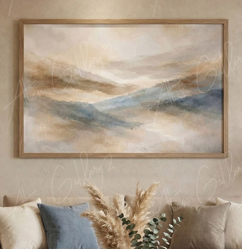 تابلو منظره آبستره مه‌آلود با تونالیته خنثی