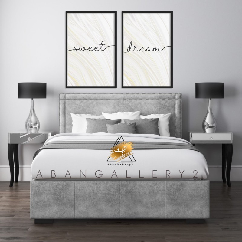 تابلو دکوراتیو دو تکه طرح Sweet Dream؛ ست دیواری مینیمال با نوشته‌های زیبا برای اتاق خواب