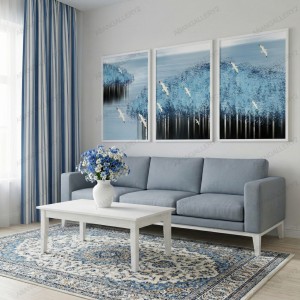 تابلوهای 3تیکه هنری پرندگان در آسمان – طراحی طبیعت آبی و درختان