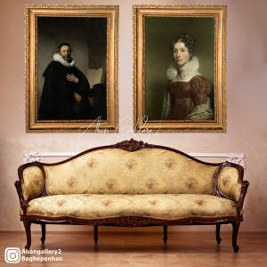 ست تابلو پرتره کلاسیک اروپایی – زوج اشرافی با قاب طلایی دست‌ساز