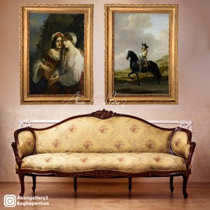 ست تابلو کلاسیک اروپایی – تلفیق هنر روایی و منظره اشرافی با قاب طلایی