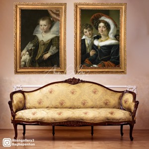 تابلو دو تیکه پرتره اشرافی الهام‌گرفته از رنسانس