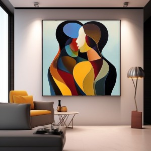 هم‌آوایی احساس؛ تابلوی مدرن انتزاعی چهره‌ها