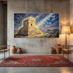 طرح آرامگاه کوروش و سیمرغ‌های اساطیری