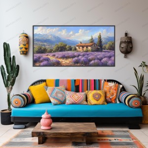 تابلو دکوراتیو سبک colorful منظره دشت لوندر