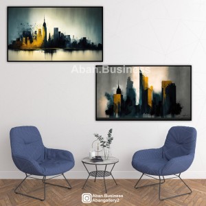 مجموعه-تابلو-مدرن-طرح-شهر-ست-چهار-عددی-طوسی