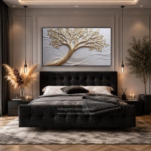 خرید تابلو دکوراتیو افقی طرح درخت و ماه طلایی؛ مجموعه ۲۰ تایی لوکس