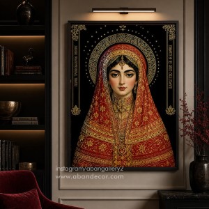 تابلو دکوراتیو دختر ایرانی با لباس سنتی و نقوش اصیل ایرانی
