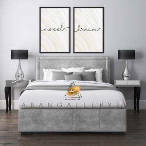 تابلو دکوراتیو دو تکه طرح Sweet Dream؛ ست دیواری مینیمال با نوشته‌های زیبا برای اتاق خواب