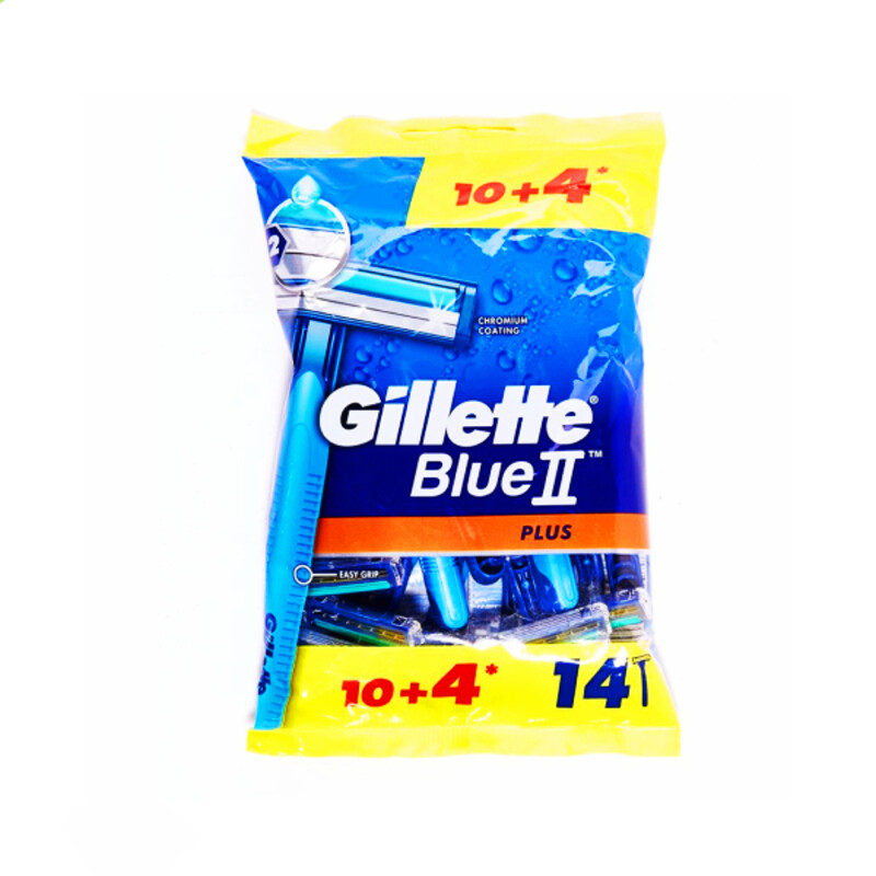 خود تراش دو لبه مردانه ژیلت مدل Blue 2 Plus بسته ۱۴ عددی