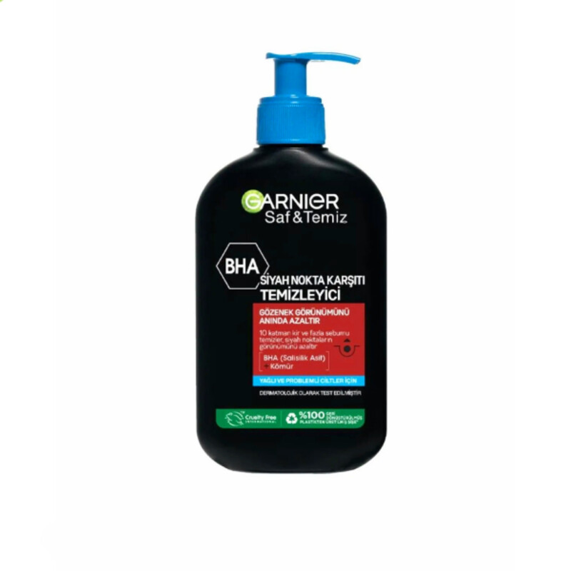 ژل شستشو زغال  گارنیه مناسب پوست های چرب و جوشدار مدل Saf &amp; Temiz حجم 250 میل