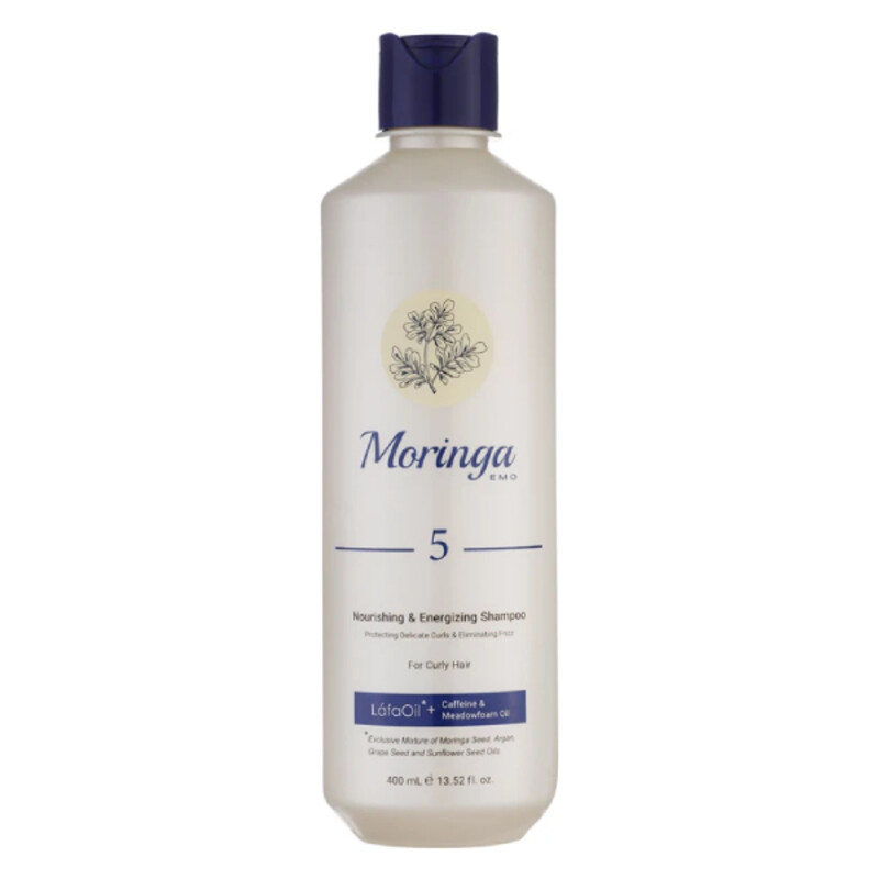 شامپو مغذی و انرژی بخش مخصوص موهای فر مورینگا شماره 5
