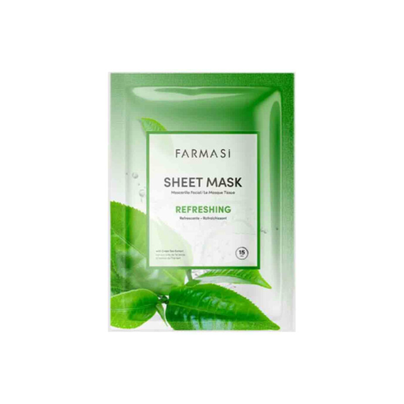 ماسک ورقه‌ای شاداب‌کننده حاوی عصاره چای سبز فارماسی مدل Refreshing حجم ۲۸ گرم