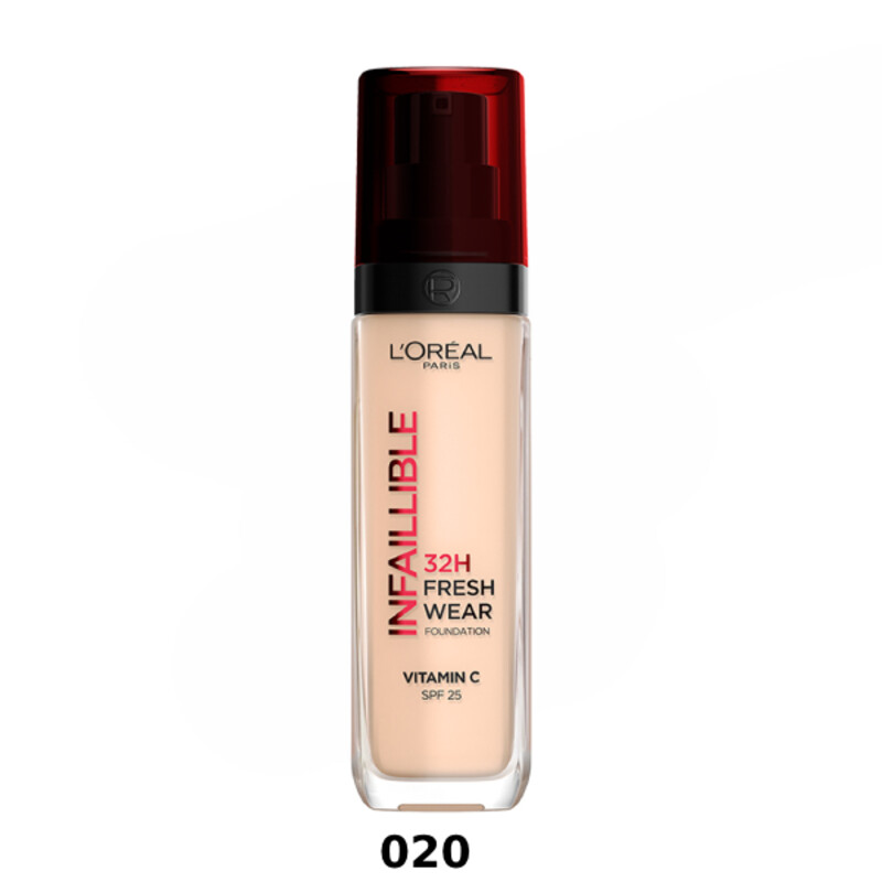 کرم پودر 32 ساعته حاوی ویتامین C و SPF 25 لورال مدل Infallible 32H Fresh Wear حجم 30 میل