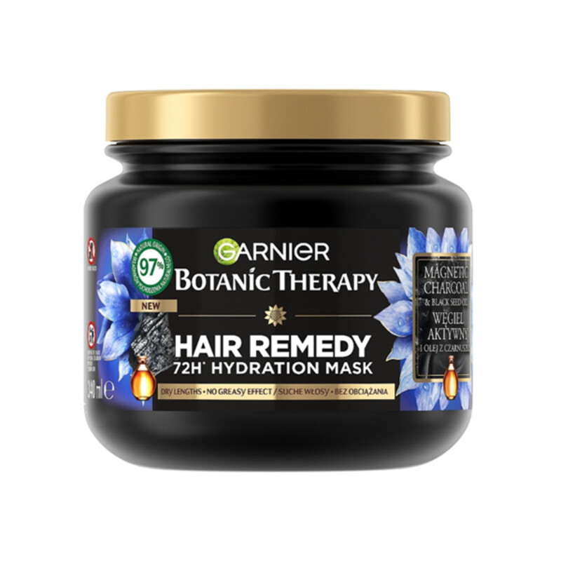 ماسک مو آبرسان حاوی زغال فعال و روغن سیاه‌دانه گارنیه مدل Botanic Therapy حجم 340 میل