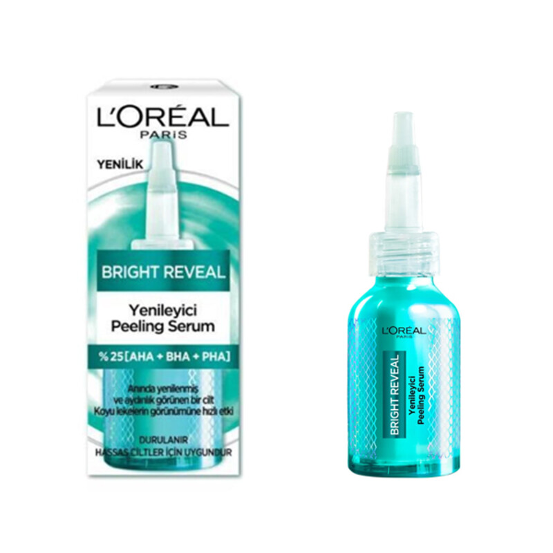سرم لایه‌بردار ضد لک حاوی نیاسینامید و اسیدهای AHA، BHA، PHA لورآل مدل Bright Reveal حجم 25 میل