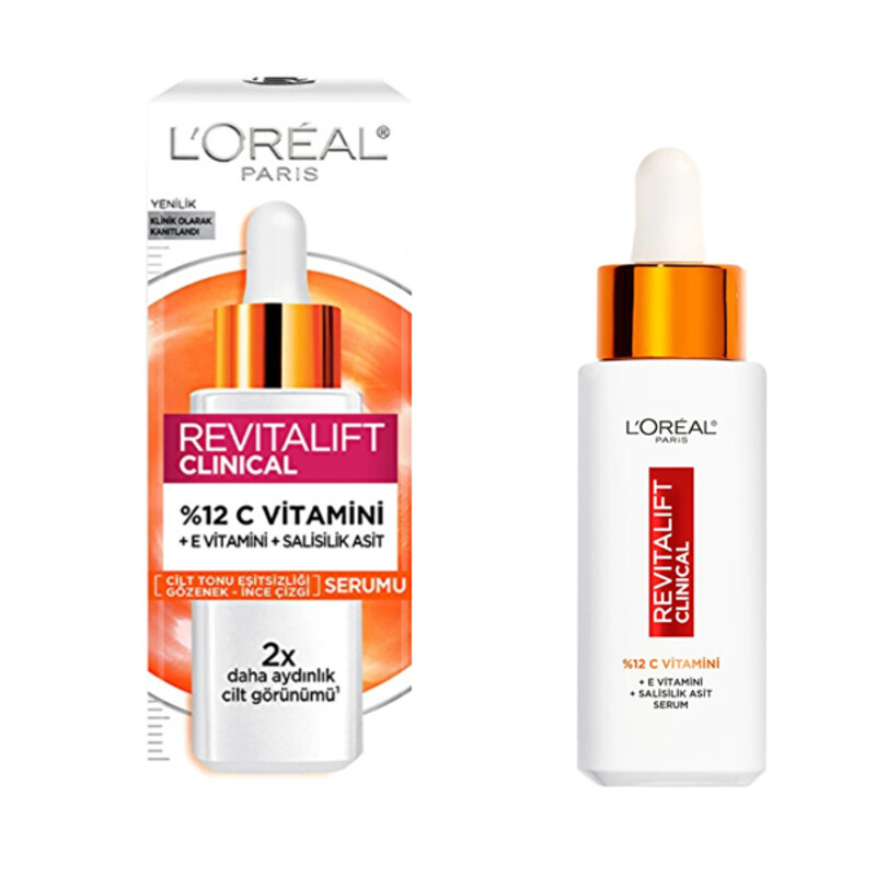 سرم روشن‌کننده و درخشان‌کننده حاوی ویتامین C و سالیسیلیک اسید لورآل مدل Revitalift Clinical حجم 30 میل