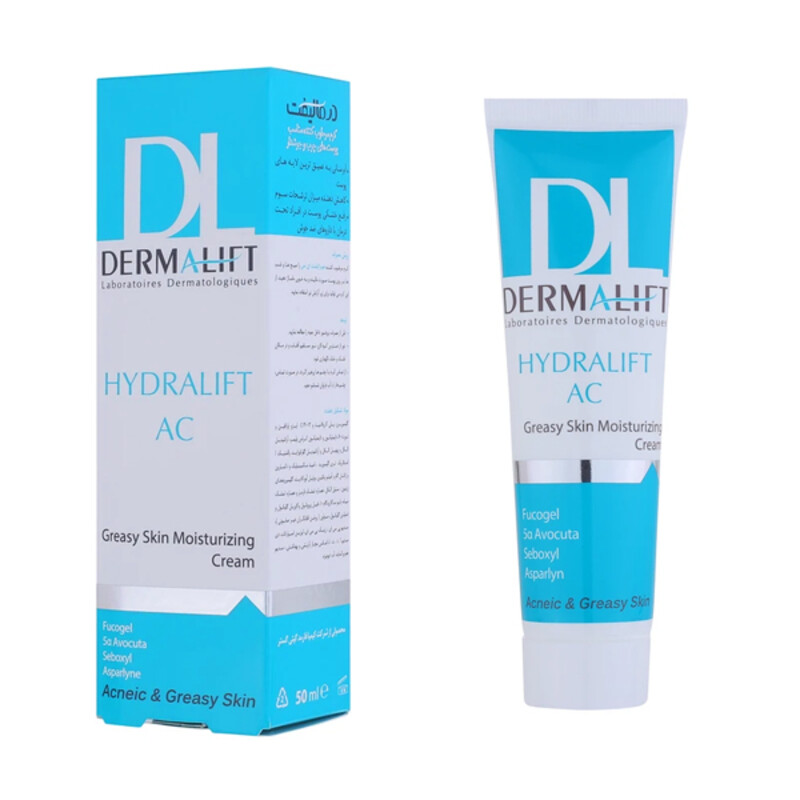 کرم مرطوب‌کننده و مغذی بی رنگ مناسب پوست‌های چرب درمالیفت مدل Hydralift AC Cream حجم 50 میلی‌لیتر