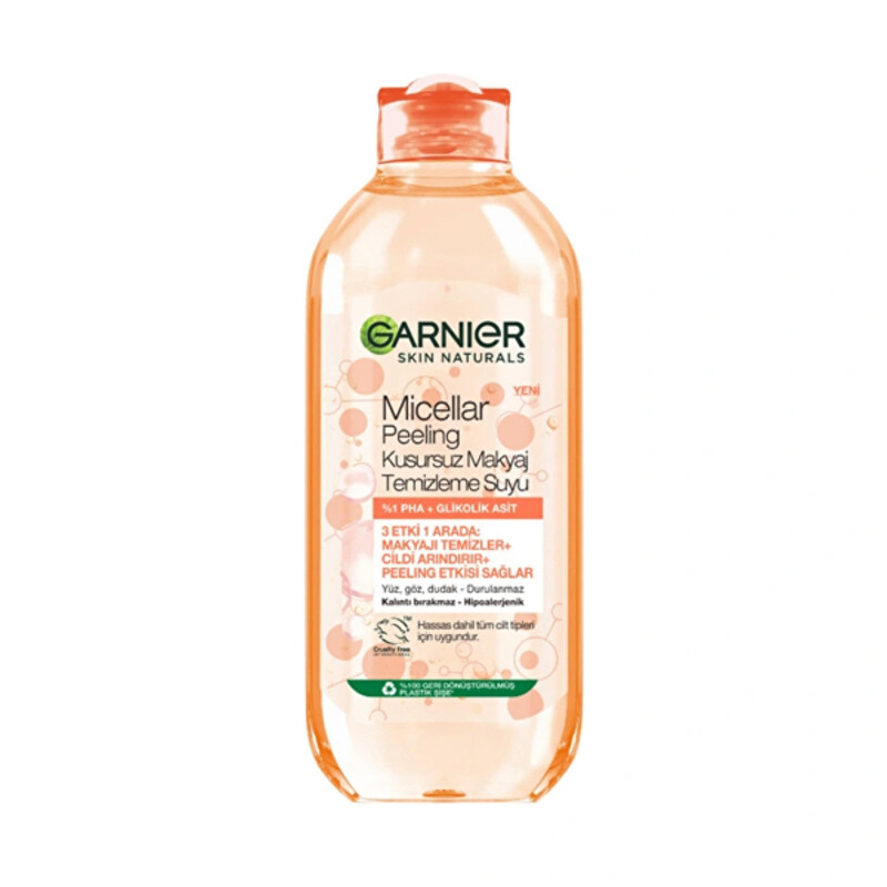 میسلار واتر لایه‌بردار و پاک‌کننده حاوی گلیکولیک اسید گارنیه مدل Micellar Peeling Kusursuz Makyaj حجم 400 میل