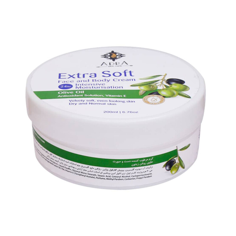 کرم مرطوب‌کننده و محافظ حاوی روغن زیتون آدرا مدل   Extra Soft Olive Oil حجم 200 میل