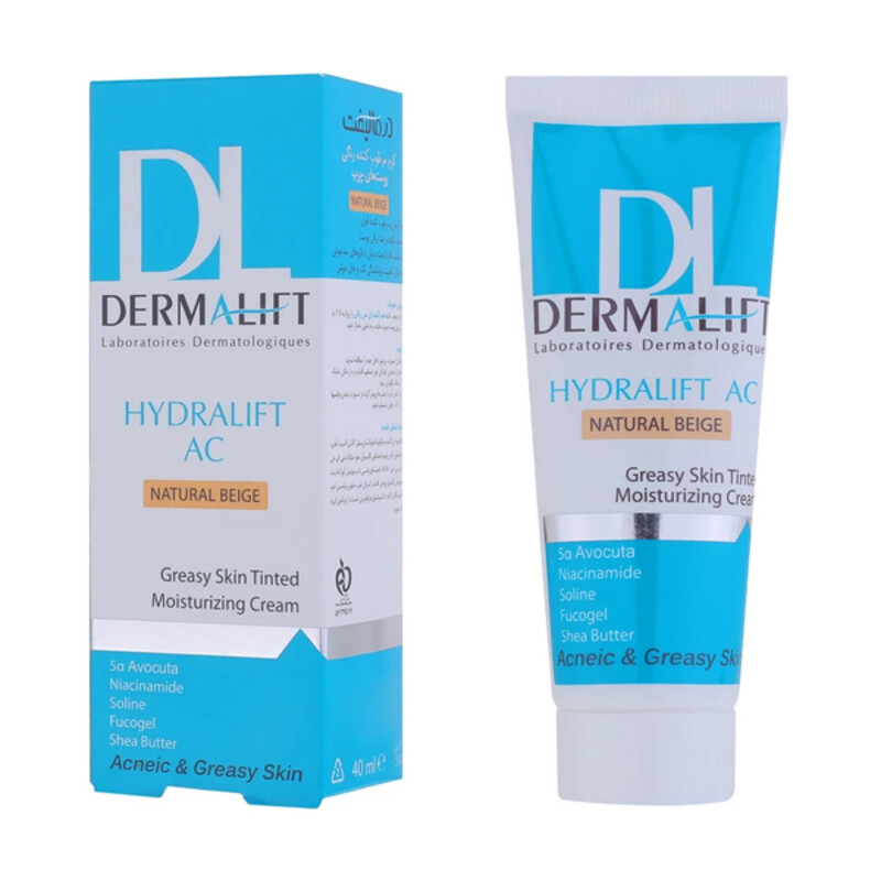 کرم مرطوب‌کننده رنگی و متعادل‌کننده درمالیفت مدل Hydralift AC مناسب پوست‌های چرب حجم 40 میل