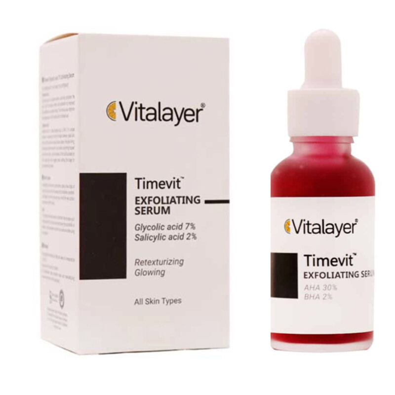 سرم لایه بردار قوی حاوی AHA 30%-BHA 2% روشن‌کننده و ضد لک ویتالیر مدل Exfoliating حجم 30 میل