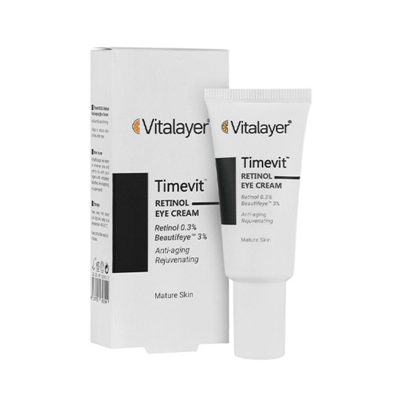کرم دور چشم جوانساز و ضد چروک حاوی رتینول 0.3% ویتالیر مدل Timevit حجم 15 میل