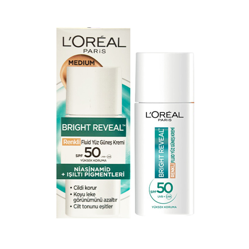 فلویید ضد آفتاب رنگی ضد لک و تیرگی حاوی SPF 50 لورآل مدل bright reveal حجم 50 میل