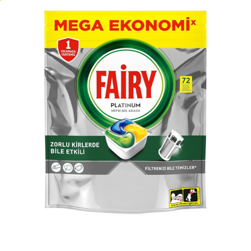 قرص ماشین ظرفشویی فیری مدل Platinum بسته 72 عددی