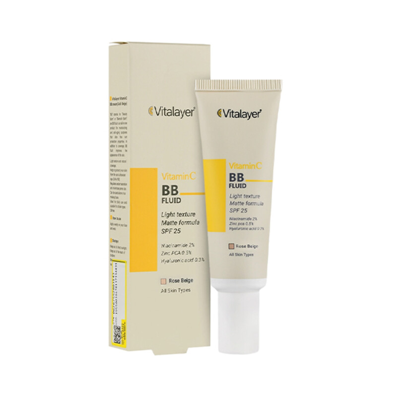 BB فلوئید رنگی محافظ و روشن‌کننده با SPF50 ویتالیر مدل Vitamin C حجم 30 میل