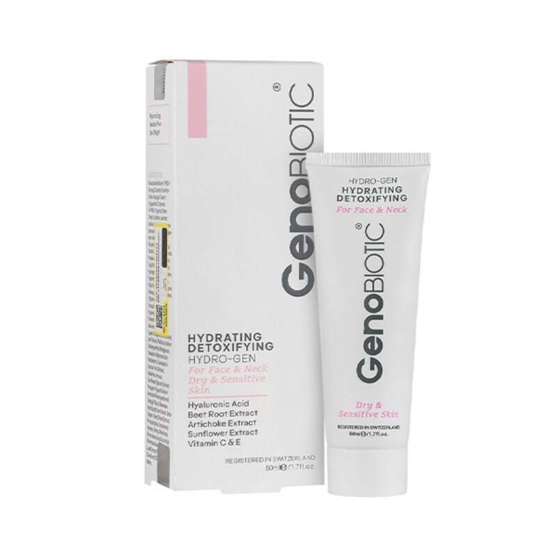 کرم مرطوب کننده سم زدا و مناسب پوست خشک و حساس ژنوبایوتیک مدل Hydrating &amp; Detoxifying حجم 50 میل
