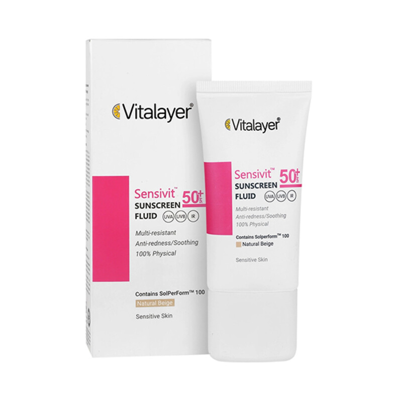 فلویید ضدآفتاب بی رنگ با SPF50 ویتالیر مدل Sensi-Vit حجم 50 میل