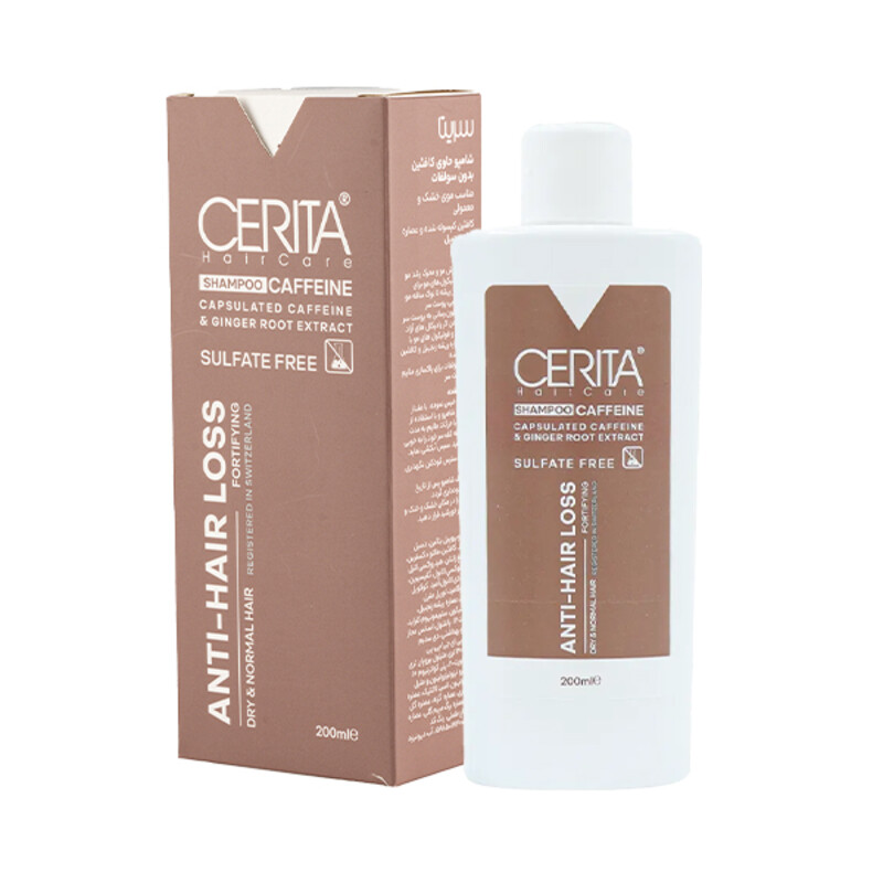 شامپو ضد ریزش بدون سولفات سریتا مناسب موهای خشک و معمولی مدل Caffeine حجم 200 میل