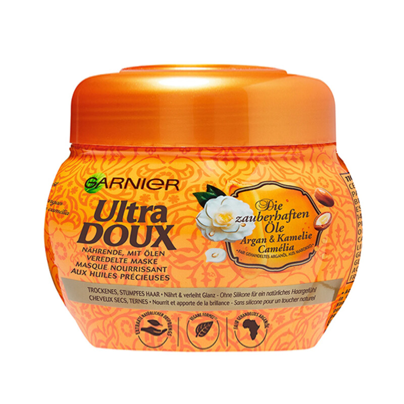 ماسک موی مغذی و درخشان‌کننده با روغن آرگان و کاملیا گارنیه مدل Ultra Doux حجم 300 میل