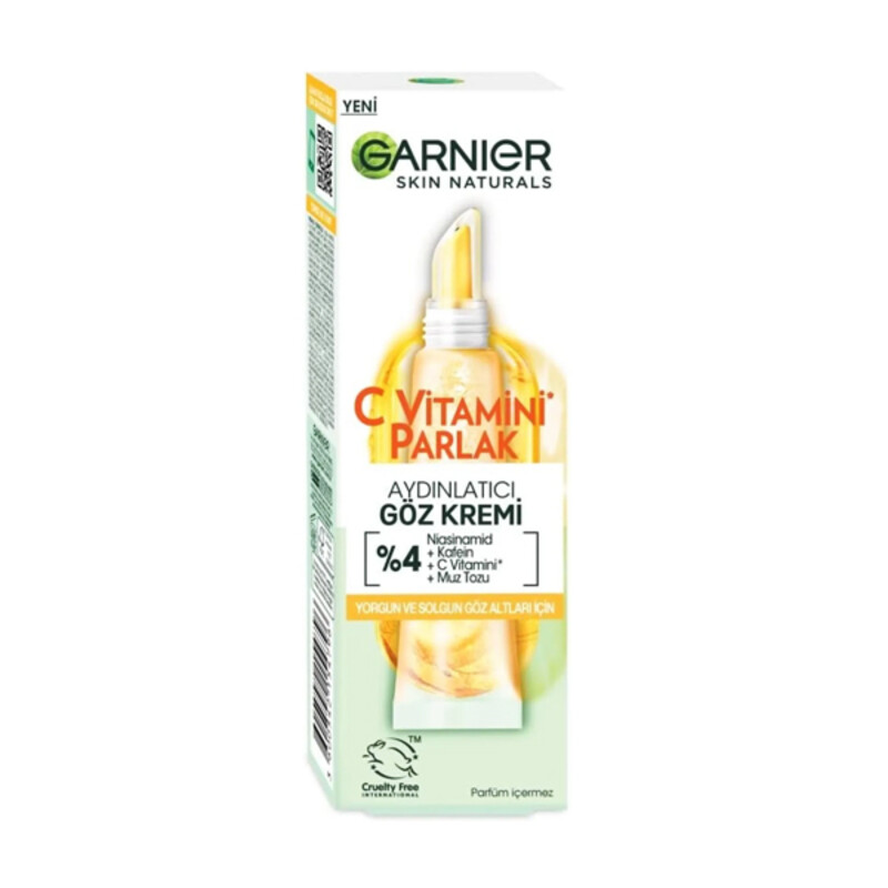 کرم دور چشم ضد تیرگی و روشن‌کننده گارنیه حاوی ویتامین C و نیاسینامید مدل Vitamin C Brightening حجم 15 میل